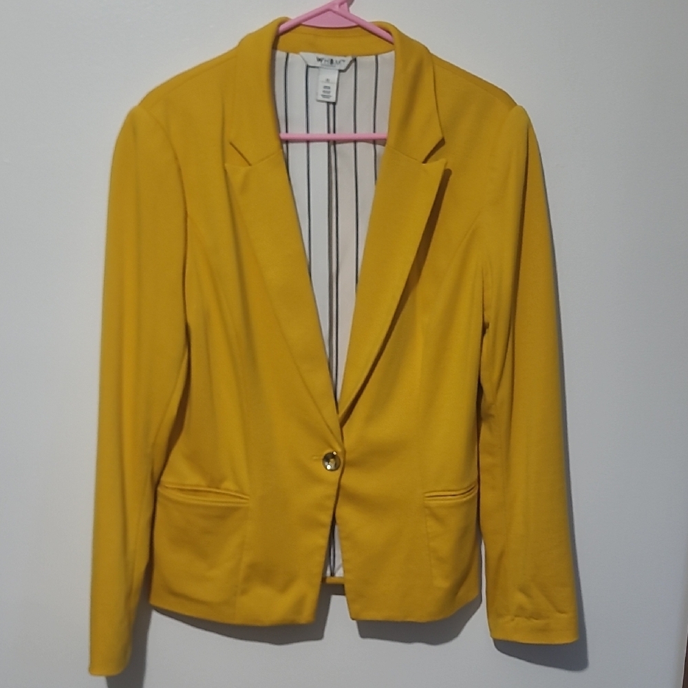 White House Black Market Yellow Blazer Tailored Suit Jacket